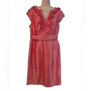 KAY UNGER NEW YORK SILK COCKTAIL DRESS Size 16 Pink Coral GORGEOUS Worn Once